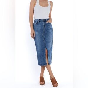 NWT Wash Lab Denim, Lucy Denim Midi Skirt Size 27